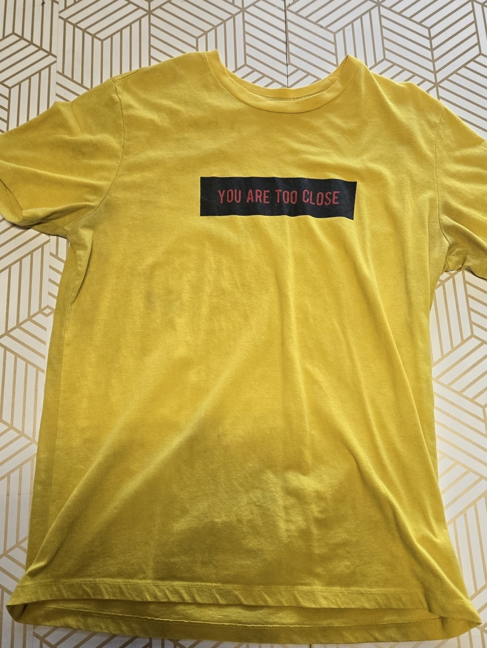 Forever 21 yellow graphic tee "You Are Too Close" Large